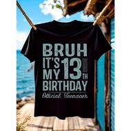 13th Birthday T-Shirt for Boys & Men - Funny 13 Years Shirt with Bold White '13' Print, Machine Wash