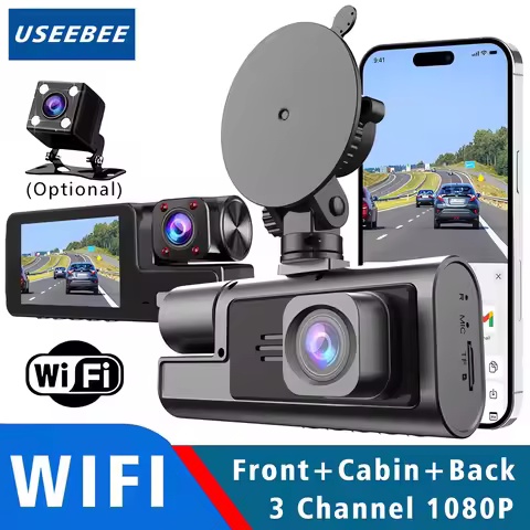 WIFI 3 Camera Dash Cam 1080P Cabin Car Dvr Interior Vehicle Three Way Channel Dvrs Recorder Video Re