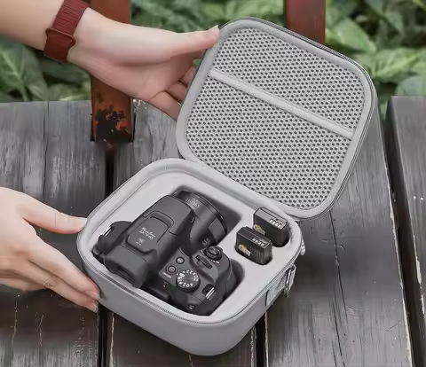 XFJI Travel Carrying Case for CANON PowerShot SX70 HS Organizer Storage Bag PU Shoulder Bag Portable