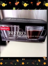 BODUM BISTRO   情侶對對裝  雙層玻璃 隔熱保温杯 專利透氣活塞  裝熱飲品不燙手 15oz / 杯   全新 盒裝 新居入伙 新屋入夥 送禮 大方 型格 實用 生日禮物 結婚週年慶祝紀