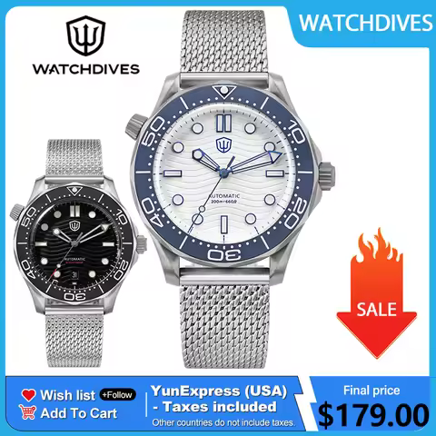 Watchdives WD007 V4 Titanium NTTD Dive Watch PT5000 Automatic Movement Sapphire Super Luminous Domed