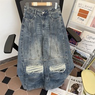 y2k jeans loose jeans men Men's Wide Leg Ripped Jeans - Casual Street Wear Inspired