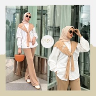 KEMEJA Qs Cardi Blouse/Oversized Cardi Join Shirt Premium Cotton Toyobo Material & Rib Knit/Unique K