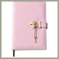 (QJWR) Password Book with Lock Notepad Thickened Heart-Shaped Lock Cute Girl Love Lock Diary Girl Bi
