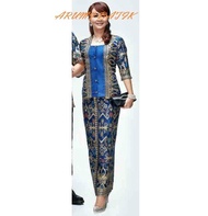 Setelan Rok Blouse / Baju / Seragam Kantor Wanita Batik 1465 Biru