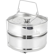 Stackable Stainless Steel Insert Pans - 6QT Instant Pot Accessories, 2 Tier Handle, Pot, Steamer, Pr