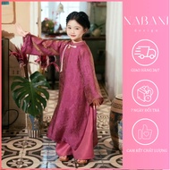 CAT TUONG girls' ao dai set, CNY ao dai, innovative ao dai for children CNY 2026 - black - Nabani ao