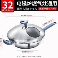 ASD Stainless Steel Wok Pan with Titanium Lining Non-Stick Cookware for Induction and Gas Stoves Fam