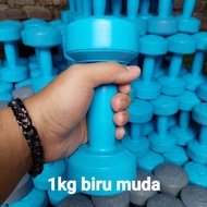 Dumbel dumbell barbel barbell 1kg warna warni pvc sport gym fitness alat olahraga anak dewasa pria w