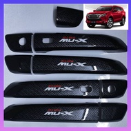 ครอบ มือจับ ประตู เคฟลาร์ ISUZU New Mu-X ปี 2021-ปัจจุบัน ลาย คาร์บอน เคฟล่ โลโก้ MU X 21 ชุดแต่ง คร