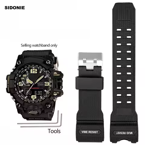 For Casio G-SHOCK Black Gold Watchband Big Mud King GWG-1000 GWG-1000GB High Quality Modified Resin 
