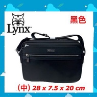 Lynx 美國山貓 橫式側背包（中） 十字紋牛皮+嚴選1000d防潑水尼龍  LY29-6284-99 黑色 $4580