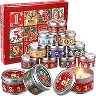 Conelist 12 Pcs 12 Days of Christmas Scented Candles Christmas Advent Calendar Candle 2024 2.5 oz Ch