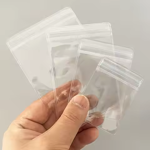 100pcs Dustproof PVC Self Sealing Plastic Jewelry Zip Lock Bags Reclosable Thick Transparent Ziplock