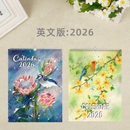 2026-2027 English Wall Calendar Simple Cartoon Flower Wall Calendar English