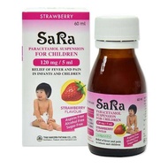 sara 120mg/5ml ซาร่า รสสตรอเบอร์รี่ บรรเทาปวด ลดไข้ สำหรับเด็กทารกและเด็กเล็ก