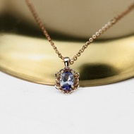【PurpleMay Jewellery】純18K黃金鑲嵌坦桑石復古花卉吊墜-P065