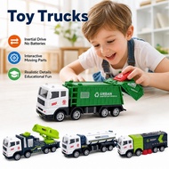 Kids Friction Powered Engineering Truck Set Fire Truck Excavator Mixer Garbage Truck Missile J2O0