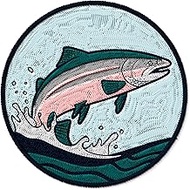 Salmon Patch Embroidered Iron on Patches for Clothes Backpacks Bags Jeans Jackets Size 3" ID45095