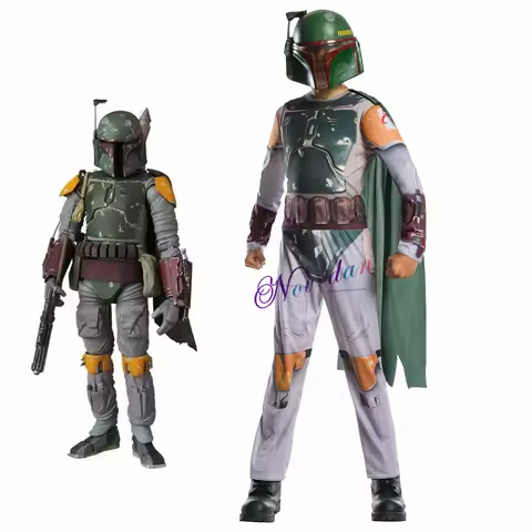 Boba Fett Costume And Helmet Kids Boys Superhero Cosplay Jumpsuit Suit Halloween Costume For Planet 