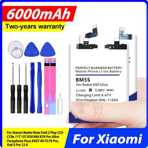 Battery For Xiaomi Redmi Note Fold 2 Play 13T K50 CC9 K60 K70 CC9e 11T Pro Ultra Pocophone Poco X4GT