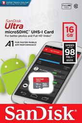 SANDISK ULTRA TF 16G 16GB MICROSD 記憶卡 讀98MB/S 台灣公司貨【台中恐龍電玩】