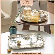 Mirror Tray Metal Gold Jewelry Tray Makeup Snack Tray Fruit Tray Dulang Cermin Dulang Hantaran