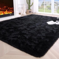 [New Deal] Fluffy Area Rugs for Living Room,4x5.3 Feet Black Rugs for Bedroom,Thick Shag Throw Floor