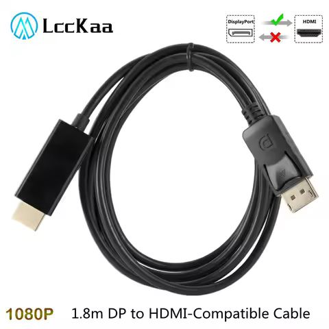 DisplayPort to HDMI-compatible Cable 1.8M 1080P Display Port DP to HDMI-compatible Cable for Connect