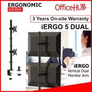 OFFICEHUB iErgo 5 DUAL Vertical Computer Monitor Arm ★ Monitor Stand ★ Ready stock ★ Fits Monitor 32 Inch