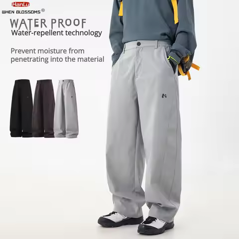 Men's Technical Cargo Pants Panel Design J-Cut Water-Resistant Outdoor Workwear Parachute Pants Loos