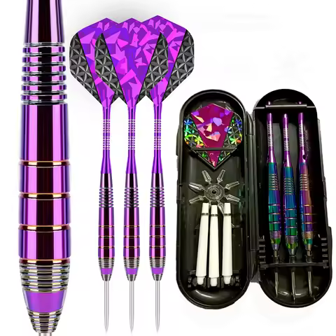 24G Professional Dart Set Metal Steel Tip Rainbow Barrel Darts with Nylon Shaft Protector Dart Set f