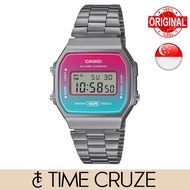 [Time Cruze] Casio A168 Digital Adjustable Grey Ion IP Stainless Strap Men Women Watch A168WERB-2A A