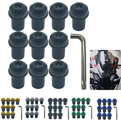 Windshield Bolts W/ Allen Key M5 Windscreen Mounting Screws Washer Nuts for Yamaha YZF R1 R6 R7 600R
