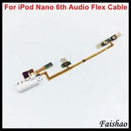 JDT FaiShao  New Power Audio Jack Volume Button Flex Cable For iPod Nano 6 6th Gen White Replacement