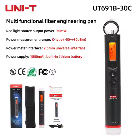 UNI-T UT691B-30C/UT691B-30T Fiber Optic Engineering Pen 2-in-1 Optical Power Meter Fault Point Detec