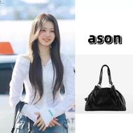Ason Wandering Bag Blogger Same Style Korea 24FW Leather mini Motorcycle Shoulder Armpit Bag Large C