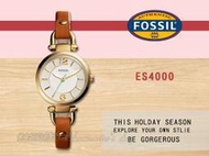 CASIO 時計屋 FOSSIL手錶 ES4000 女錶 石英錶 皮革錶帶 防水 強化玻璃鏡面 全新 保固 開發票