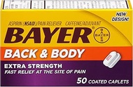 Bayer Aspirin Pain Reliever, Extra Strength Back & Body Pain, 50-Count Caplets