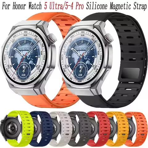 22mm Silicone Strap For Honor Watch 5 Pro/4 Pro/5 Ultra Sports Breathable Magnetic buckle Band For H