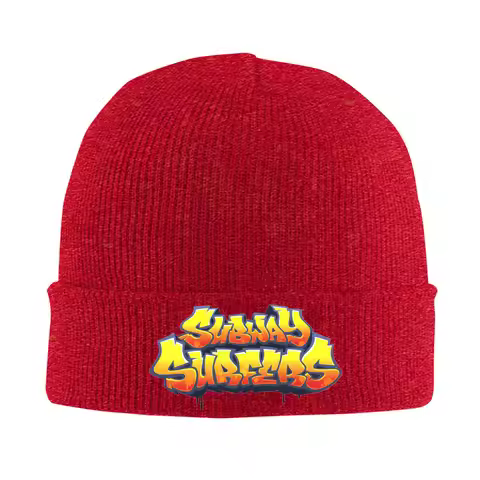 Subway Surfers Logo Hat Autumn Winter Beanie Street Video Game Cap Unisex Acrylic Skullcap