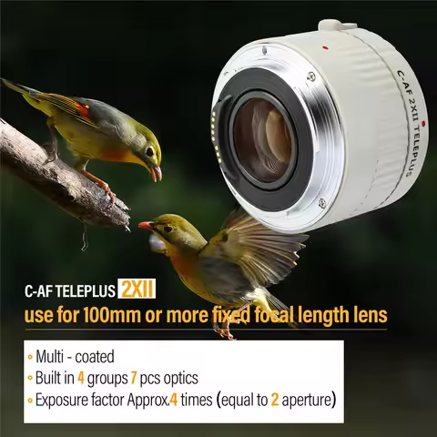Viltrox C-AF 2XII AF Auto Focus Teleconverter Lens Extender Magnification for Canon EF Mount Lens 7D