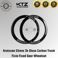  Kratozen 55mm 3k Gloss Carbon Track Fixie Fixed Gear Wheelset