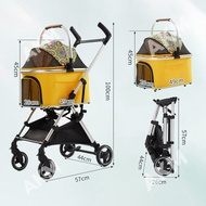 Outdoor Portable Folding Pet Stroller Trolley For Dog Cat Small Pets Cage Detachable Bearing Weight 