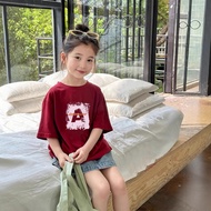 2026 Fashion 2026 Pure Cotton Girls Short-Sleeved Children's Clothing Summer White T-Shirt 2025 New 