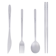 ชุดจานชามไทเทเนียม set peralatan Makan อเนกประสงค์สำหรับตั้งแคมป์เดินทางไร้ขอบเขต set sendok
