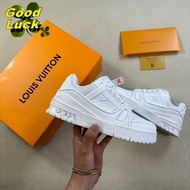 LV Louis Vuitton 100% Sneakers Asli Kasut Bola Keranjang Putih Kasual Bergaya Bernafas Tidak Licin L