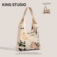 tote bag gentlewoman bag sling bag Original Niche Illustration Zoo Canvas Bag Female Fashion All-Mat