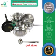 Bộ nồi chảo chống dính cao cấp Fivestar 6 món nắp kính  inox 430  3 đáy dùng mọi bếp ( chảo chiên 22