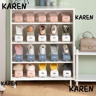 KAREN Double Stand Shelf, Space Savers Double Layer Shoe Rack,  Durable Plastic Adjustable Cabinets Shoe Storage Home